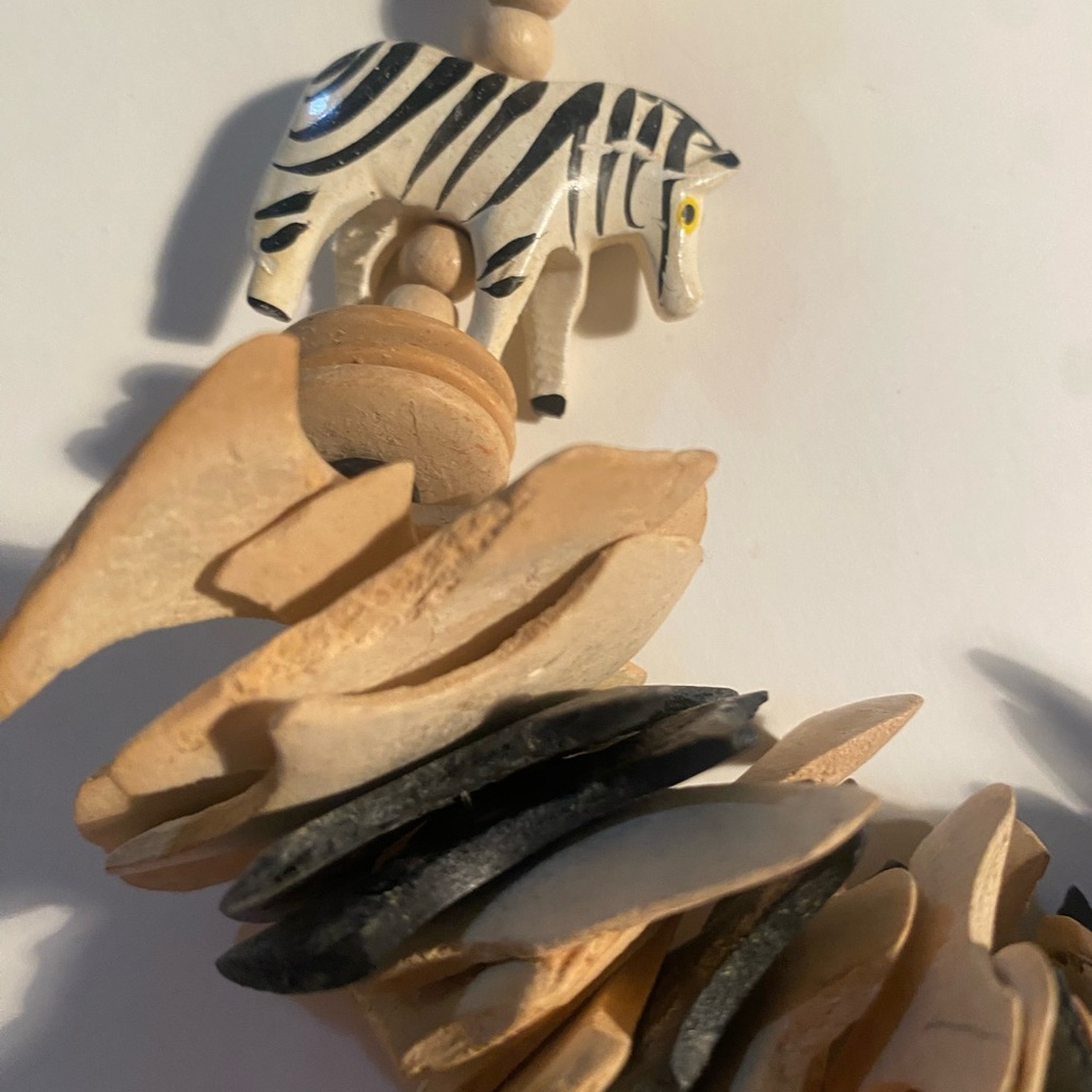 Fierce & Fabulous Tribal Wooden Zebra Necklace – Ferocious Maximalist Vibes - Picture 3 of 7